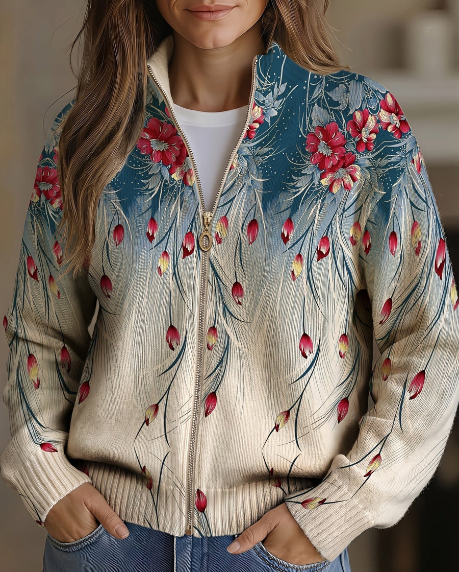 Winona | Floral Zip Front Bomber Jacket